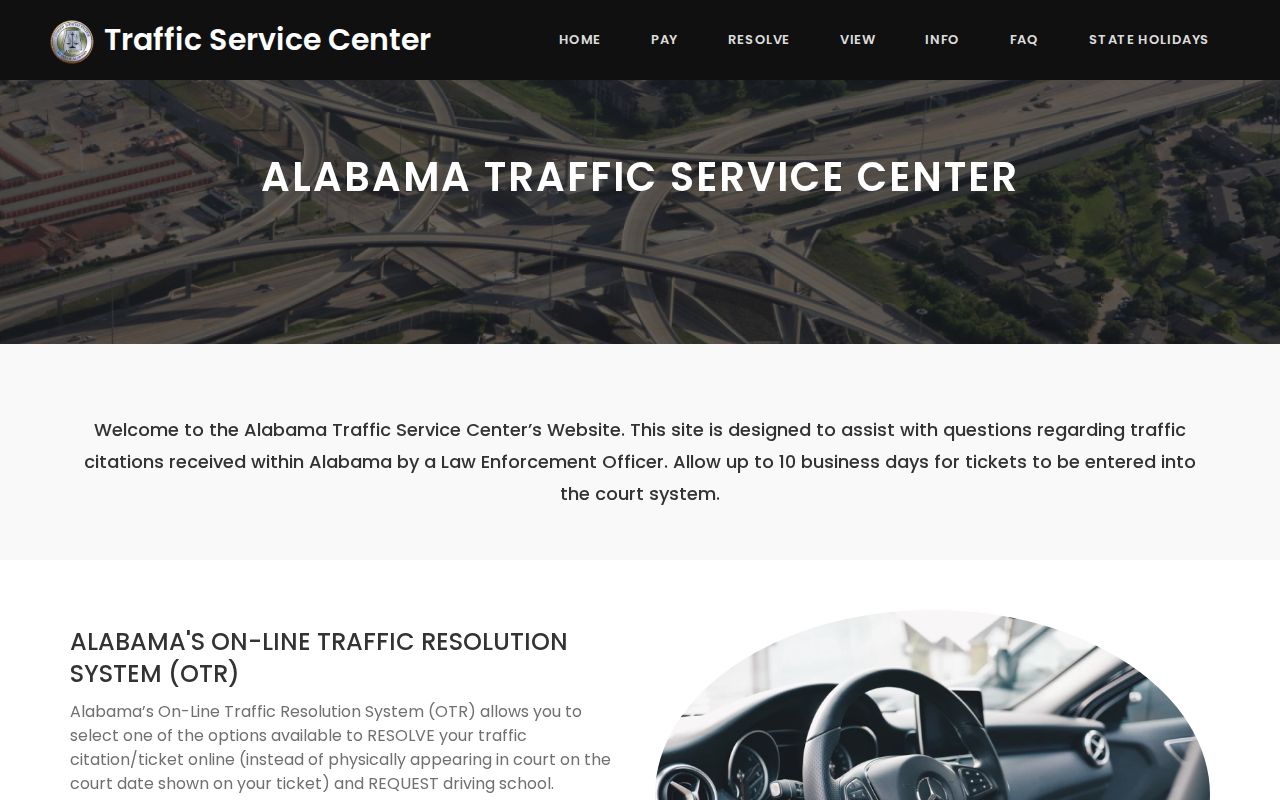 Alabama Traffic Service Center for Calhoun County traffic warrant case resolution