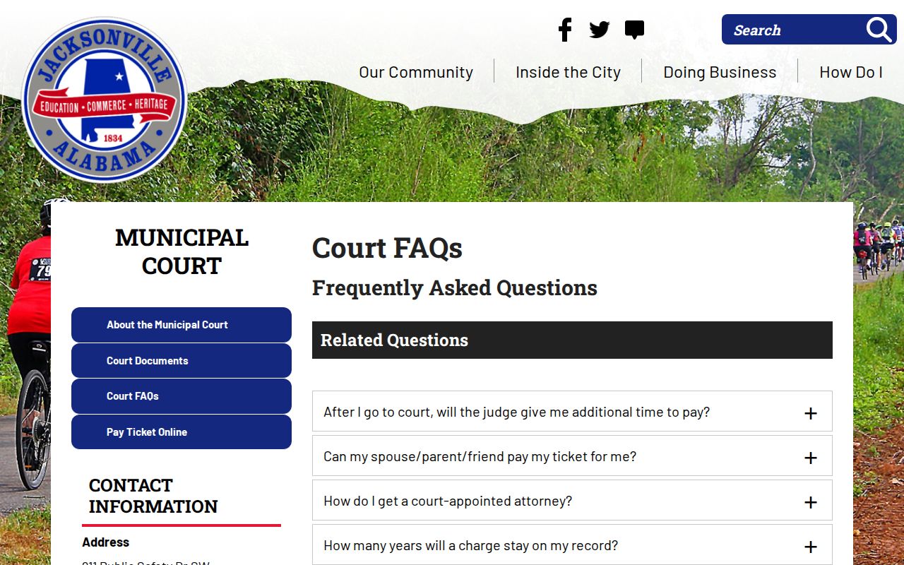 Jacksonville Municipal Court FTA warrant and cash-bond instructions